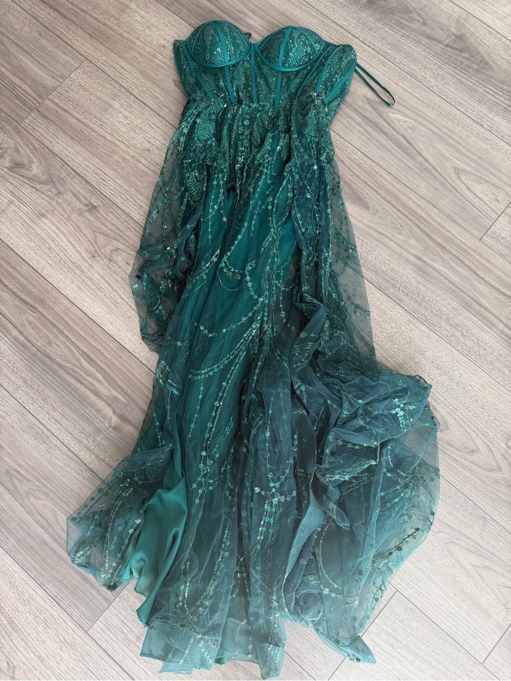 Cinderella Emerald Green Sequined Evening Dress